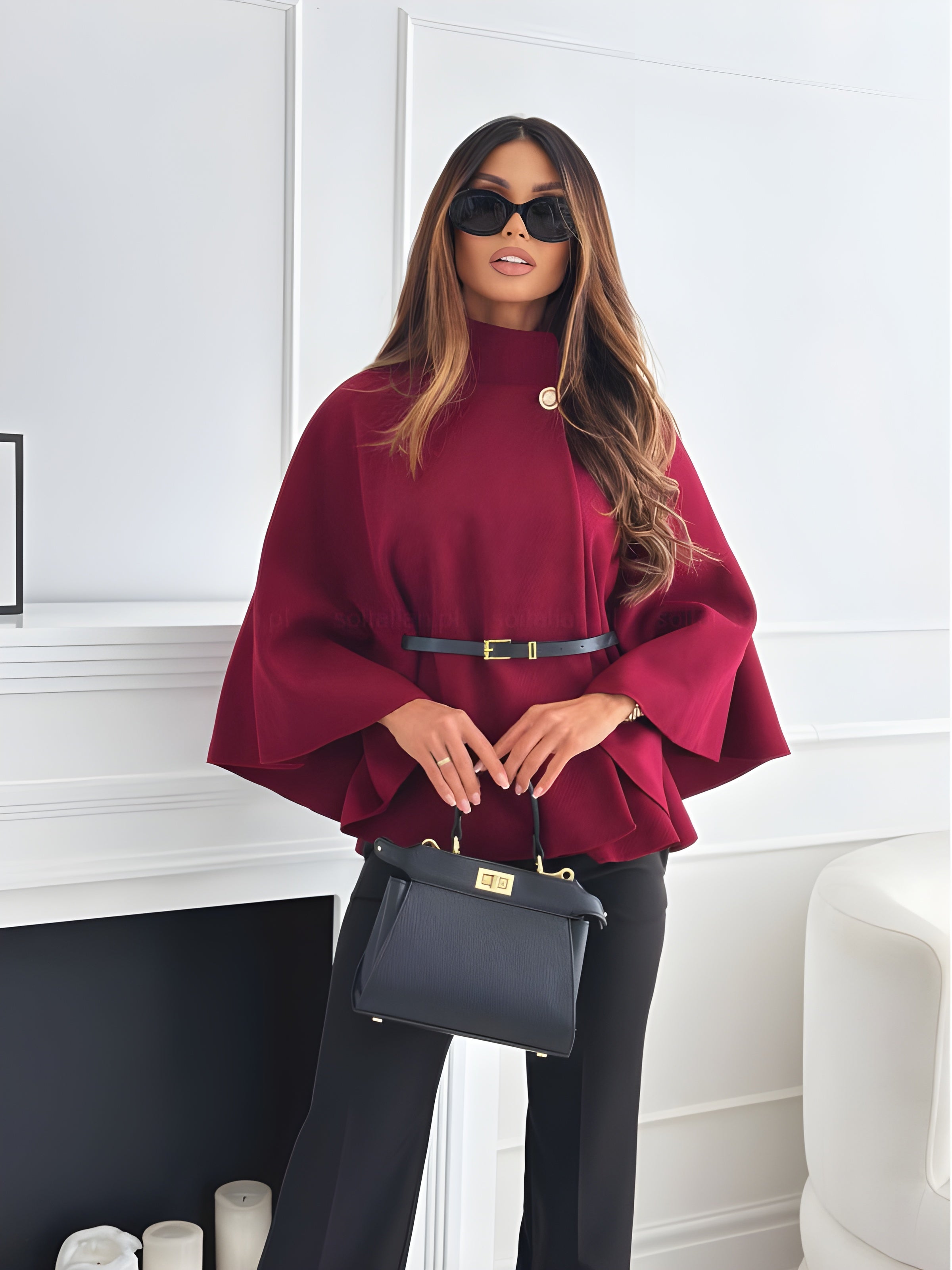 Regal Batwing Cloak Top with Belt