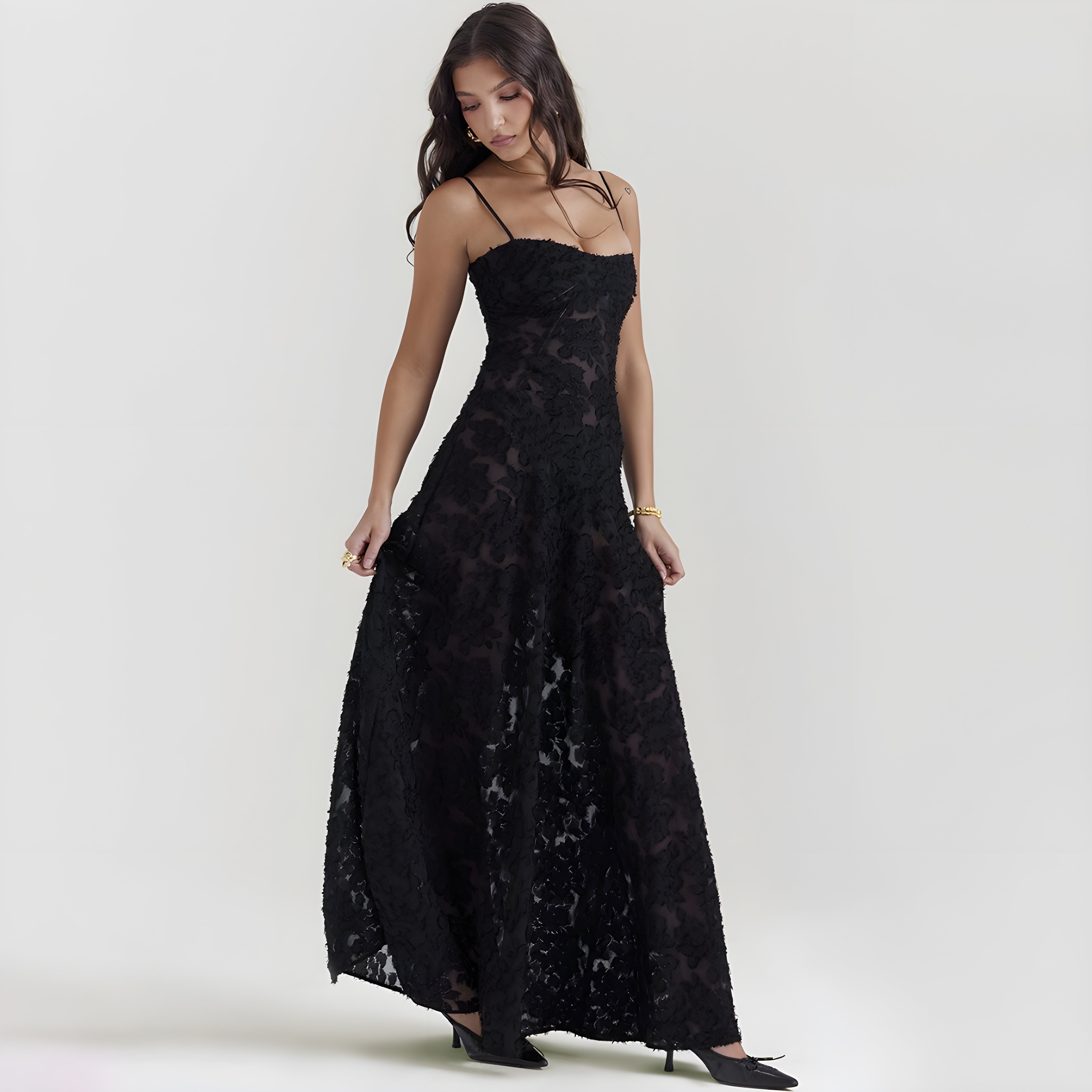 Luxe Lace Strapless Gown